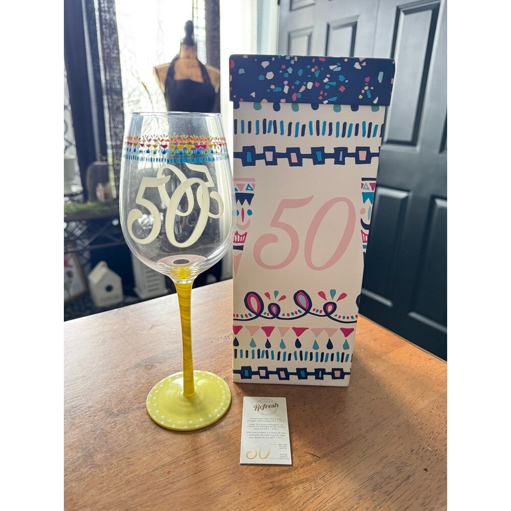 Cypress Home Beautiful 50th Birthday Wine Glass W/ a confetti design